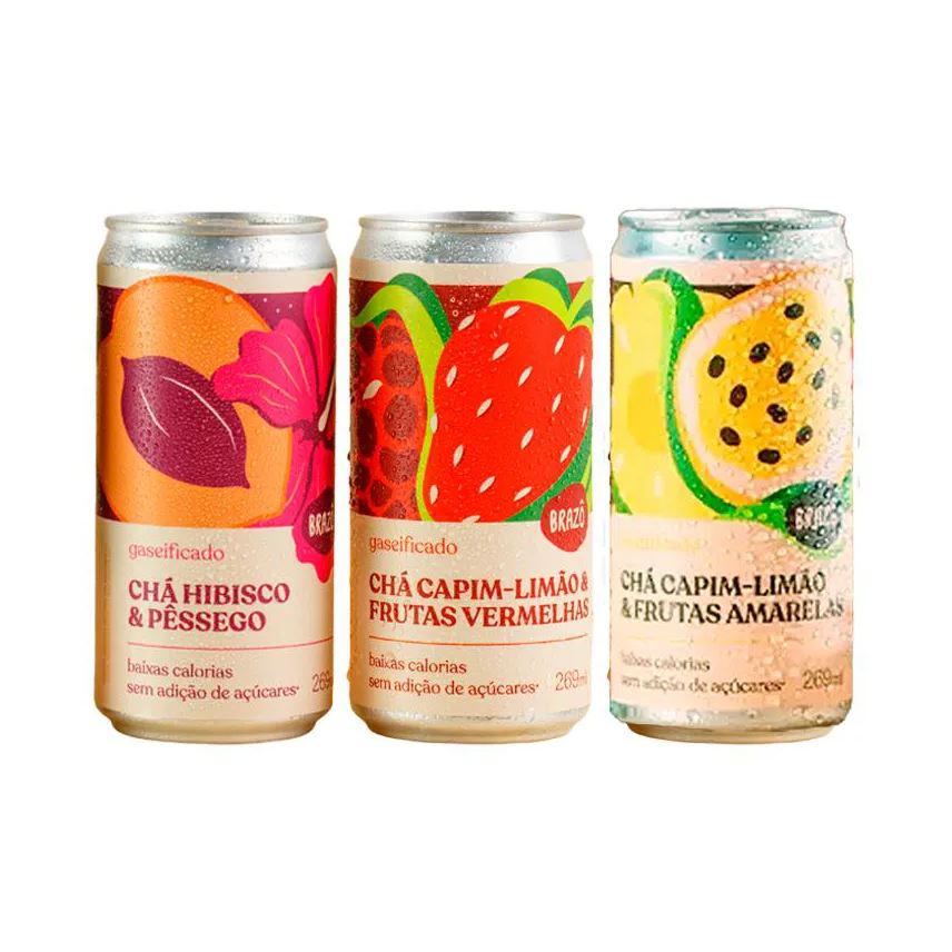Brazô Kit 3 Chás 269ml: Hibisco, Frutas Vermelhas, Frutas Amarelas