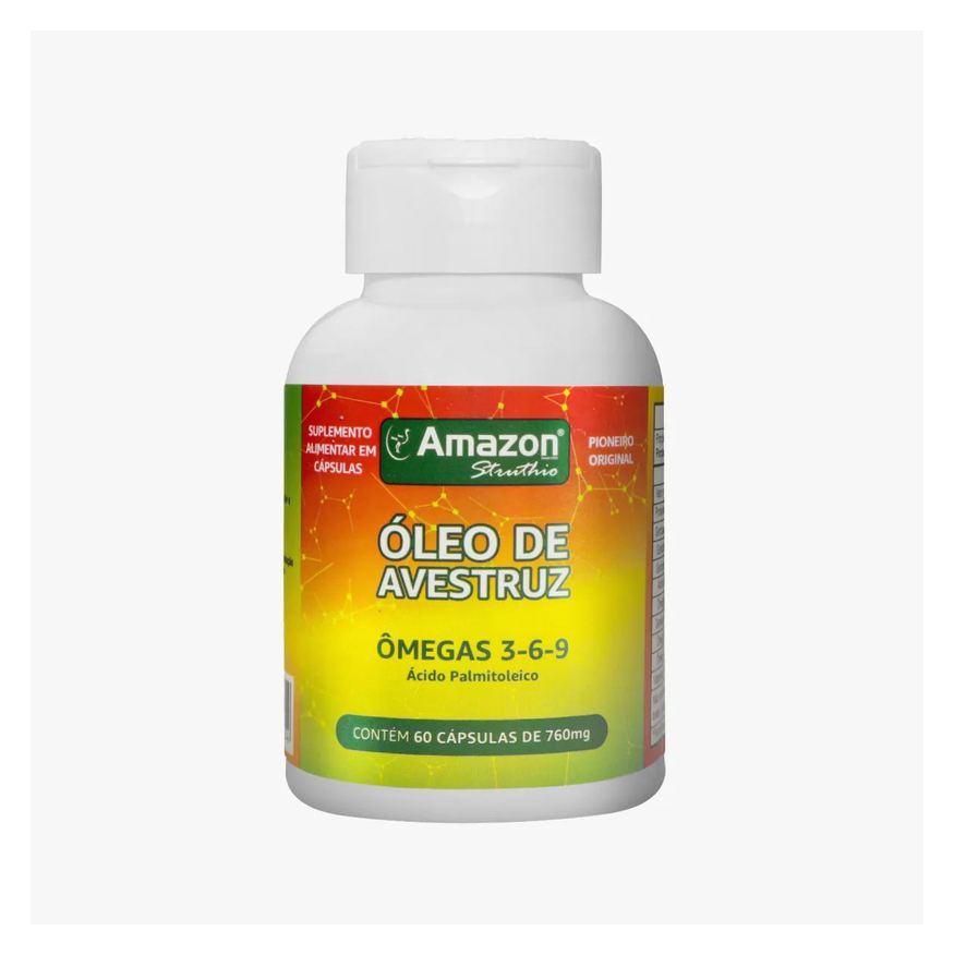 Amazon Struthio Óleo de Avestruz - Ômegas 3-6-9 - 60 Cápsulas SEM Sabor