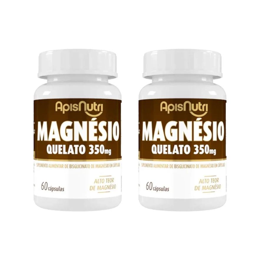 Apisnutri Kit 2 Magnésio Quelato Suplemento 350mg - 60 Cápsulas