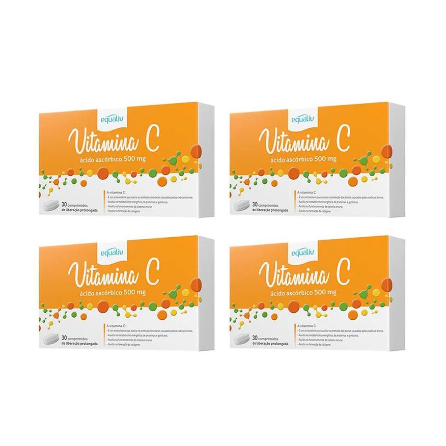 Equaliv Kit 4 Vitamina C 500mg Suplemento Alimentar 30 Cpr