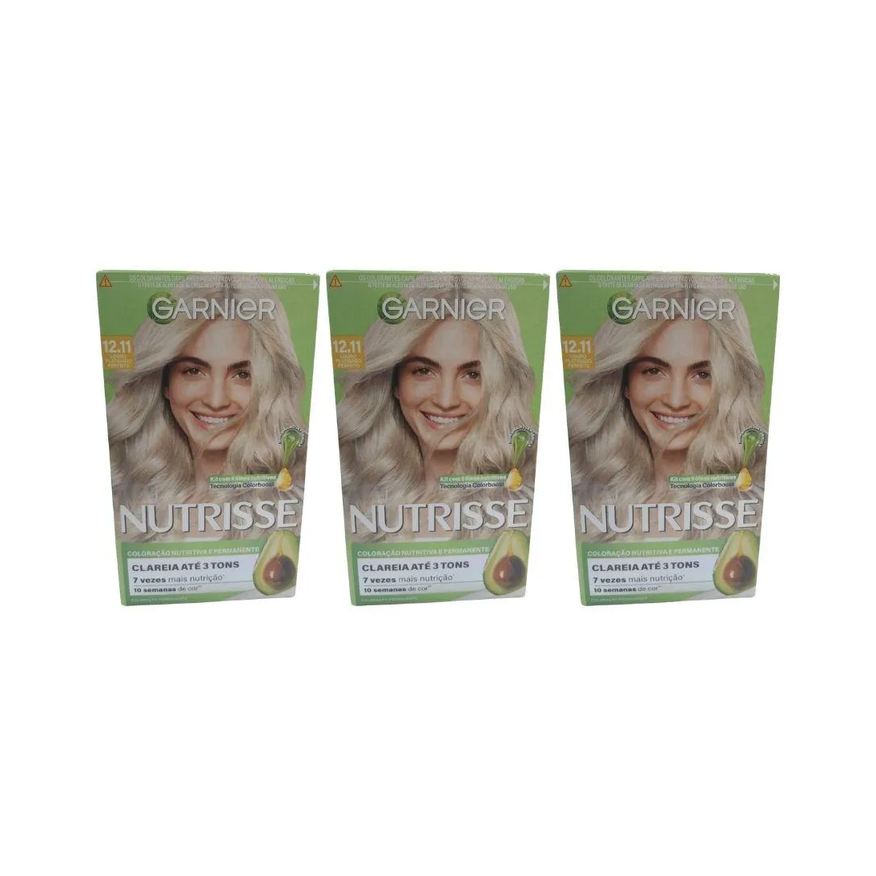 Garnier Coloraçao Nutrisse 12.11 Louro Plat Perf/Ult Claro-Kit C/3Un