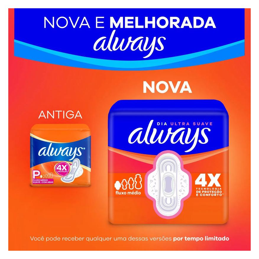 Always Absorvente Dia Ultra Suave com Abas 16 unidades