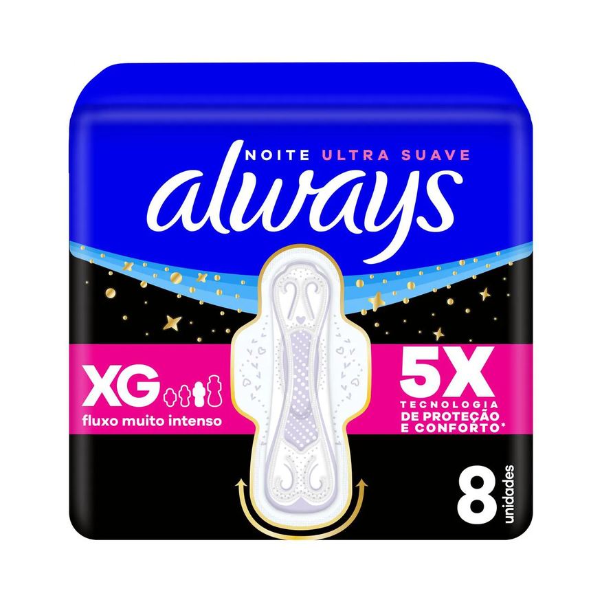 Always Absorvente Noite Ultra Suave com Abas 8 Unidades
