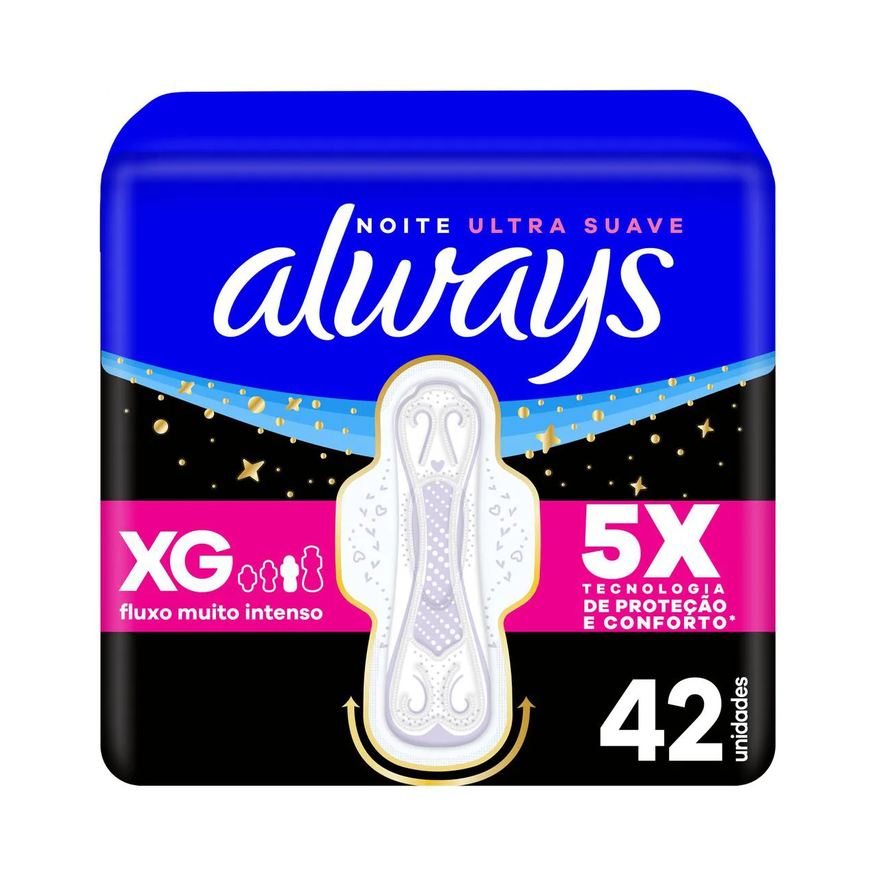Always Absorvente Noite Ultra Suave com Abas 42 Unidades