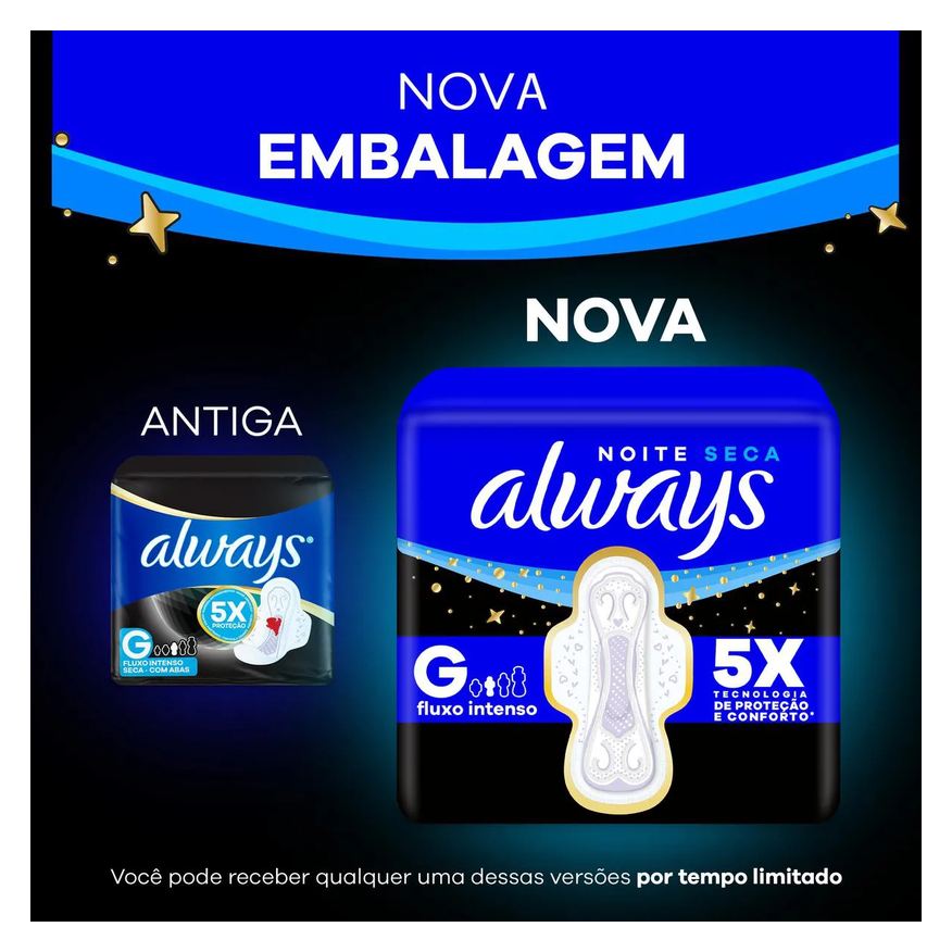 Always Absorvente Noite Seca com Abas 32 unidades