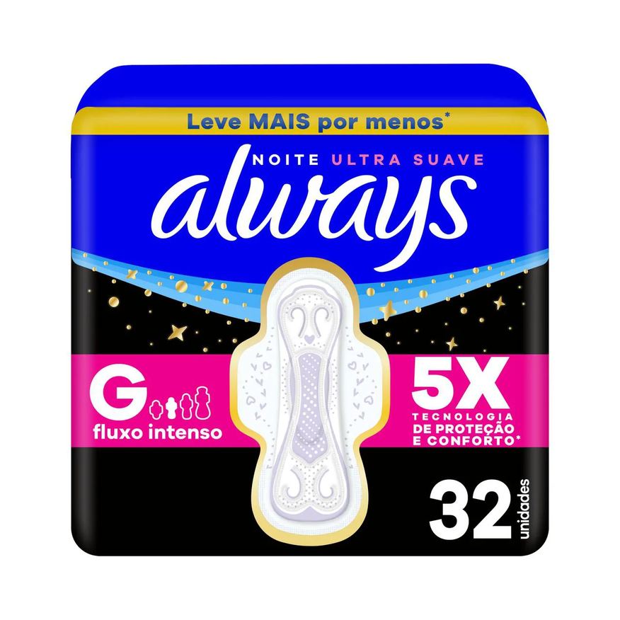 Always Absorvente Noite Ultra Suave com Abas 32 unidades