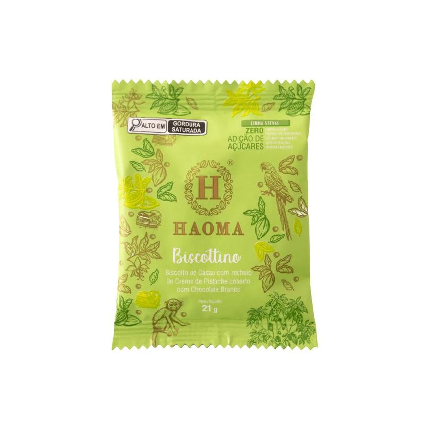 Haoma Biscottino Pistache com Chocolate Branco Linha Stevia 21g