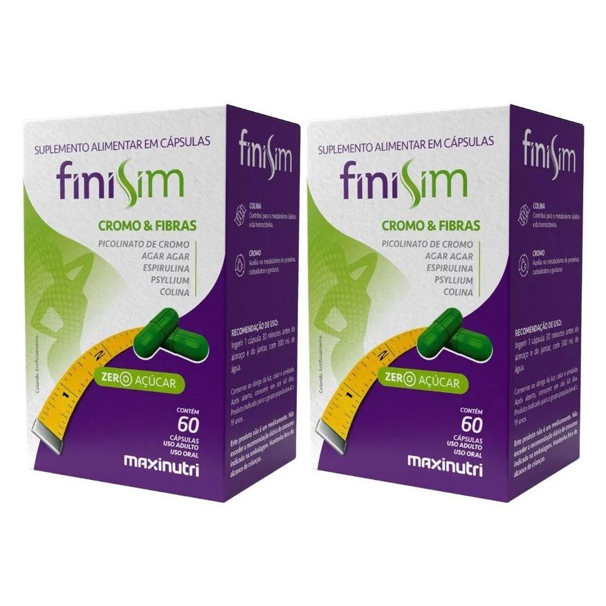 Maxinutri Kit 2X Finisim ( Cromo, Ágar, Espirulina, Colina e Psyllium) 60 Cápsulas