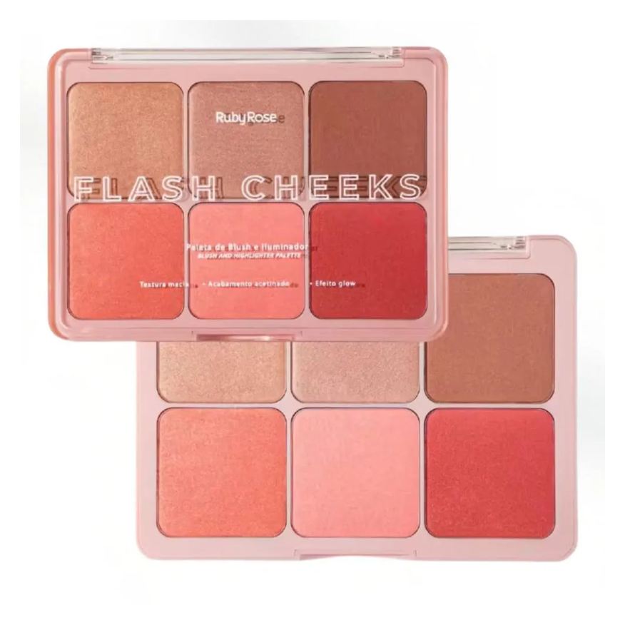 Ruby Rose Paleta de Blush e Iluminador Flash Cheeks Hb-M1000