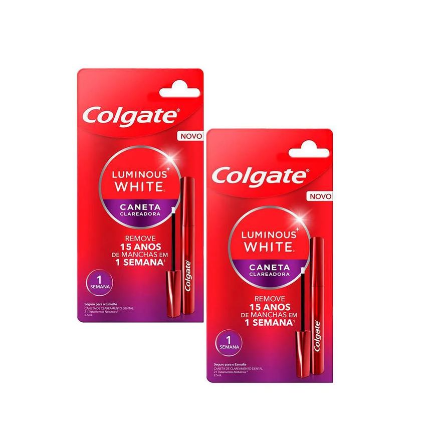 Colgate Kit 2 Canetas Clareadoras Luminous White Gloss 2.5ml