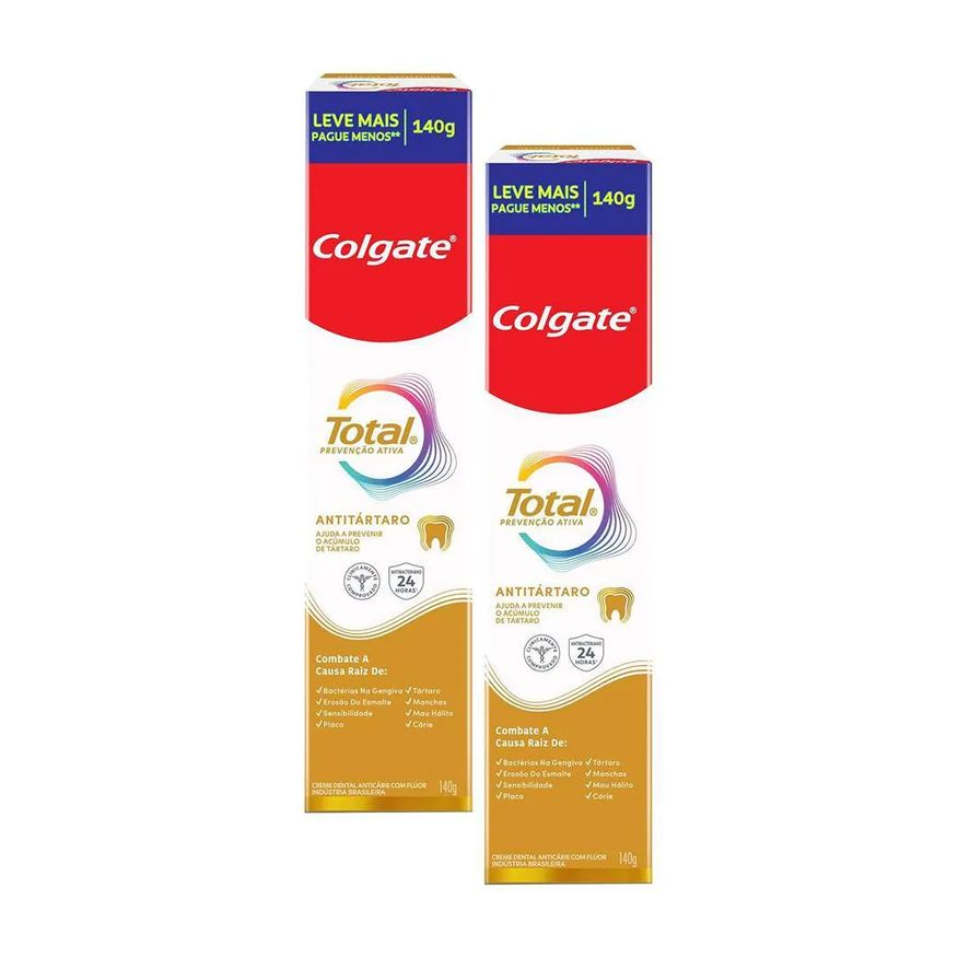 Colgate Kit 2 Cremes Dentais Total Anti Tártaro 140g