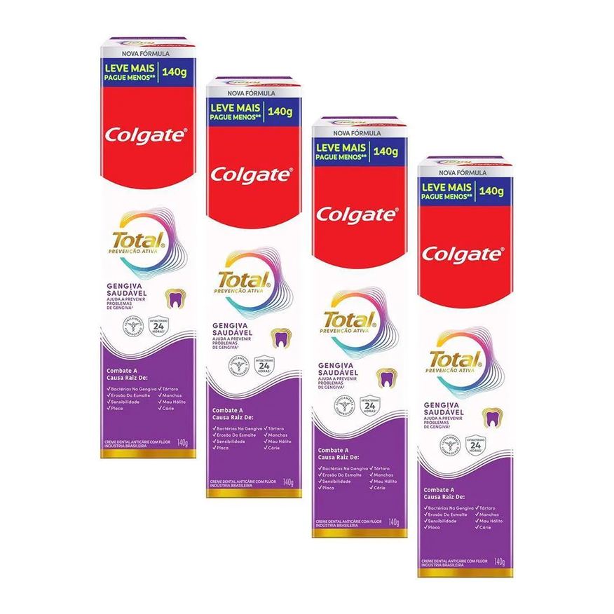 Colgate Kit 4 Cremes Dentais Total Gengiva Reforçada 140g