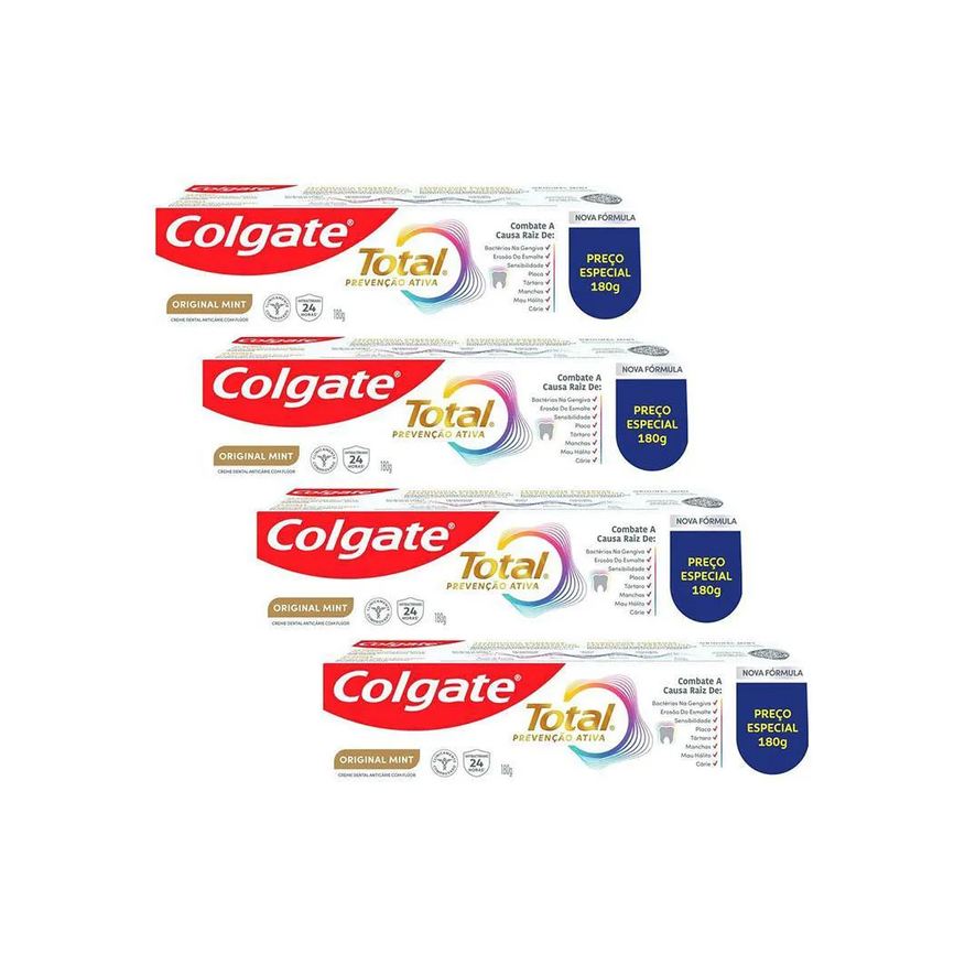 Colgate Kit 4 Cremes Dentais Total Mint Prevenção Ativa 180g
