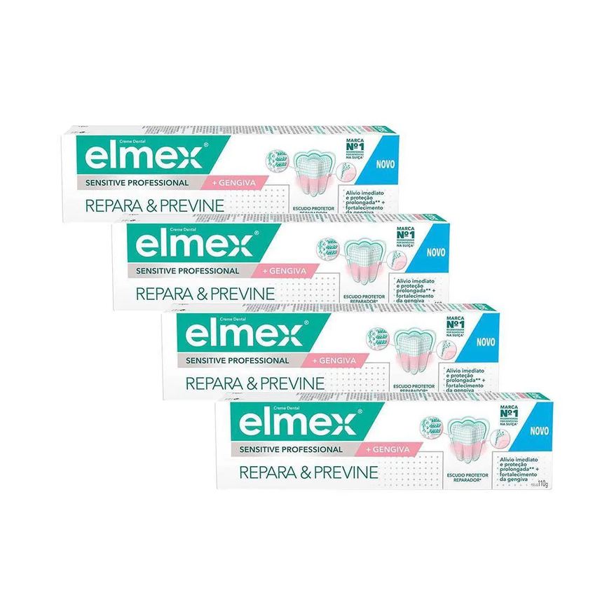 Elmex Kit 4 Cremes Dentais Sensitive Professional + Gengivas 110g Cada