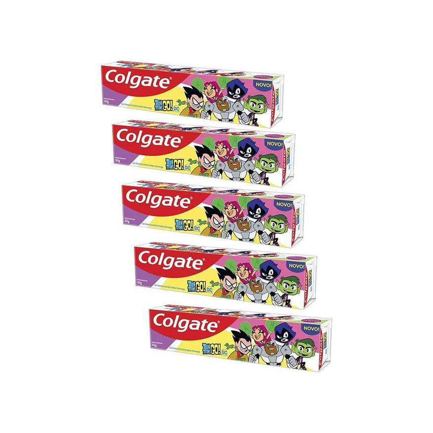 Colgate Kit 5 Cremes Dentais Kids Teen Titans Go 60g