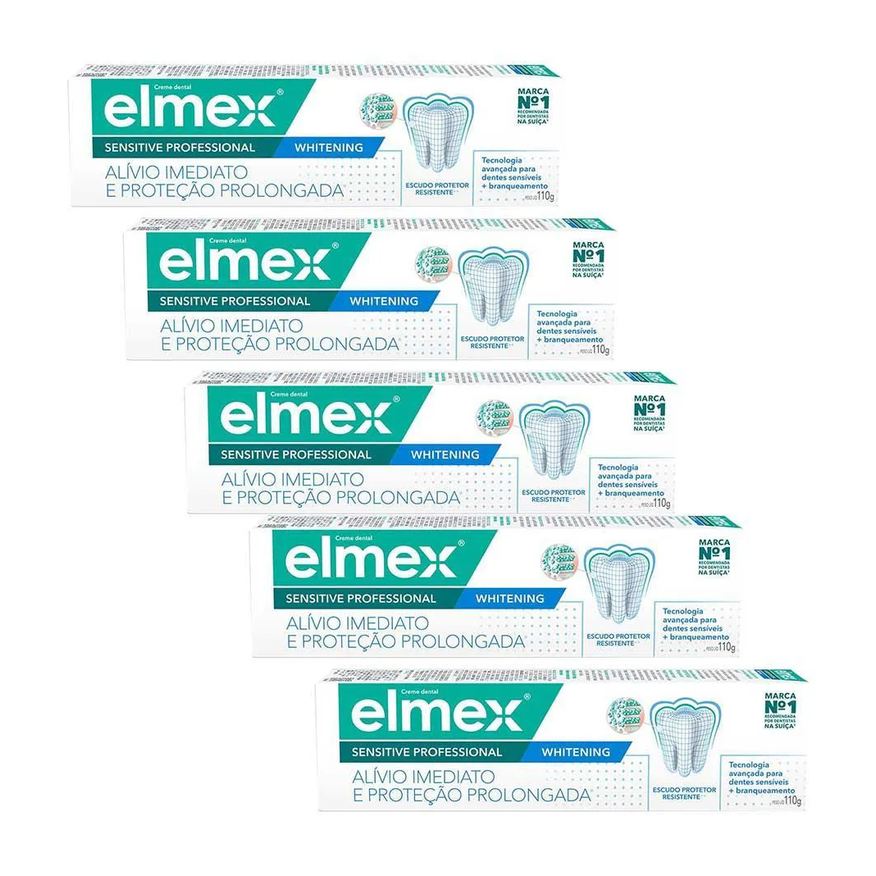 Elmex Kit 5 Cremes Dentais para Sensibilidade Sensitive Professional Whitening 110g