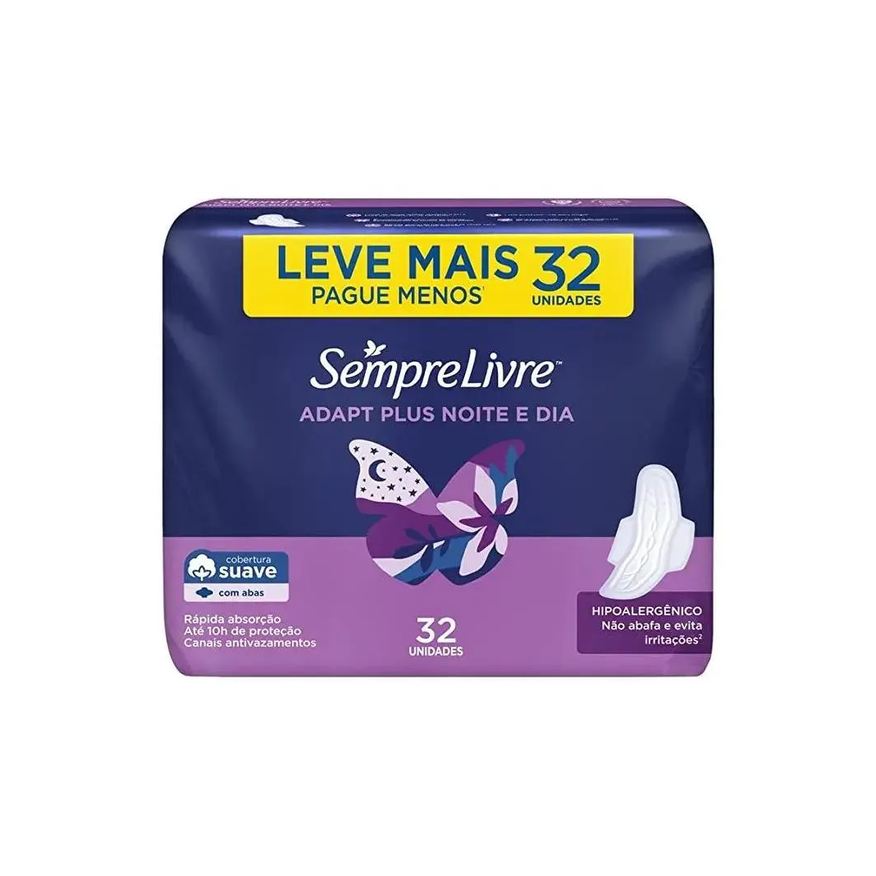 Sempre Livre Absorvente com Abas Noturno Suave 32Un