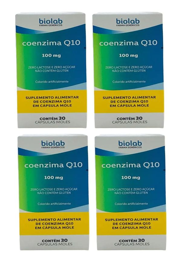 Biolab 4 Caixas Coenzima Q10 100mg 30 Cápsulas