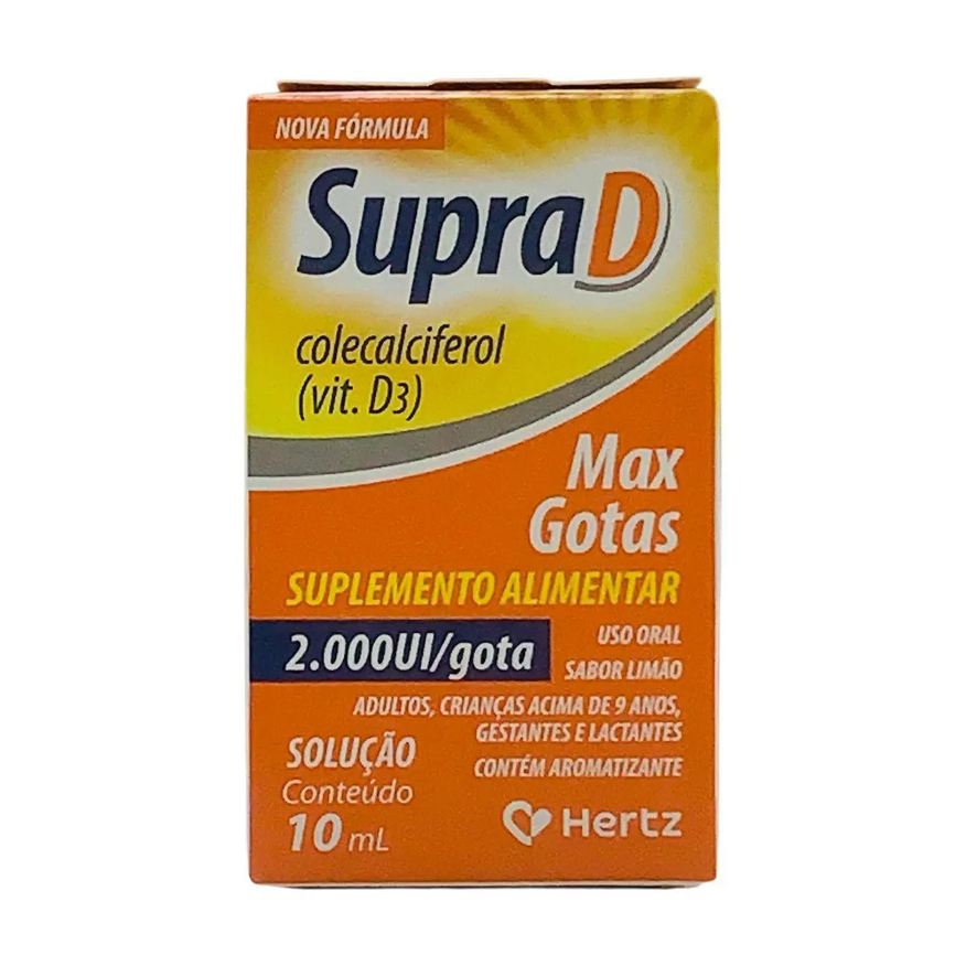 Hertz Suplemento Alimentar Supra D 2000Ui de Vitamina D Gotas Sabor Limão 10ml