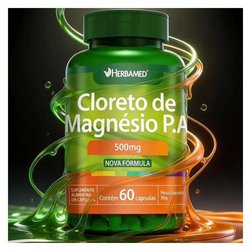 Herbamed Cloreto de Magnesio P.a. 500mg 60 Capsulas Natural