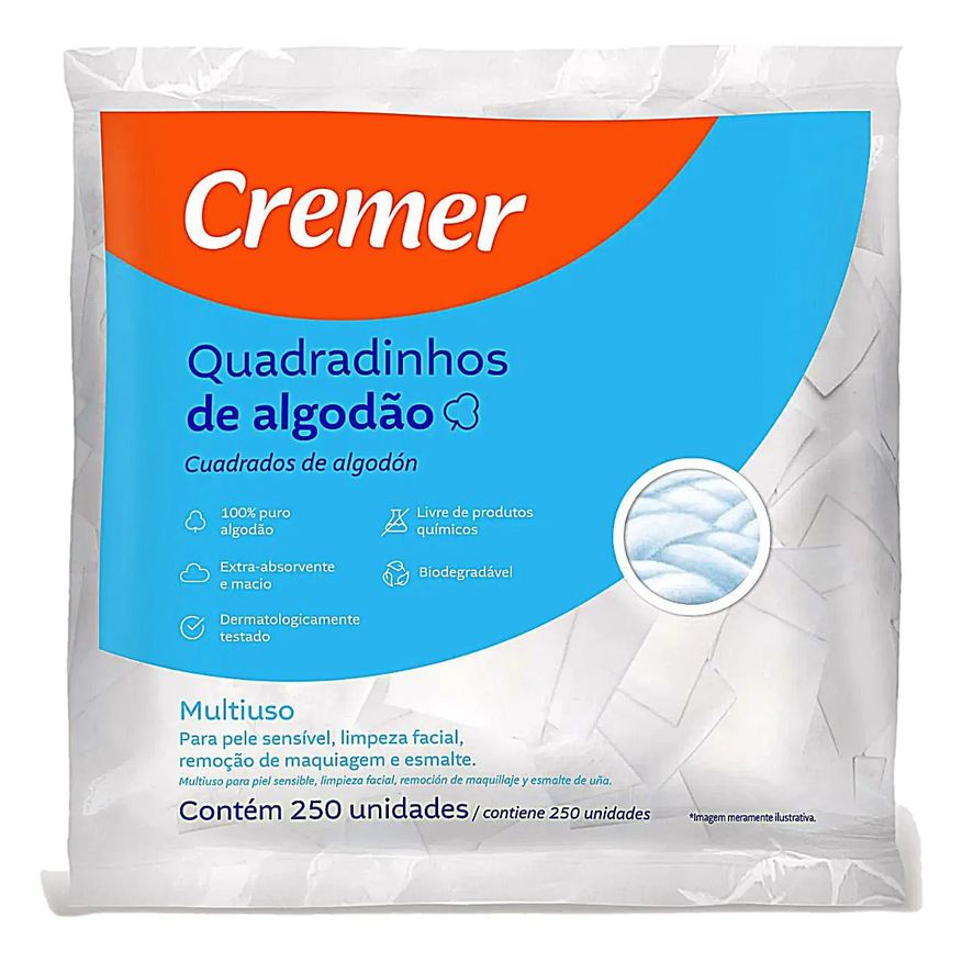 Cremer Quadradinhos de Algodão sem Perfume 250 Unidades