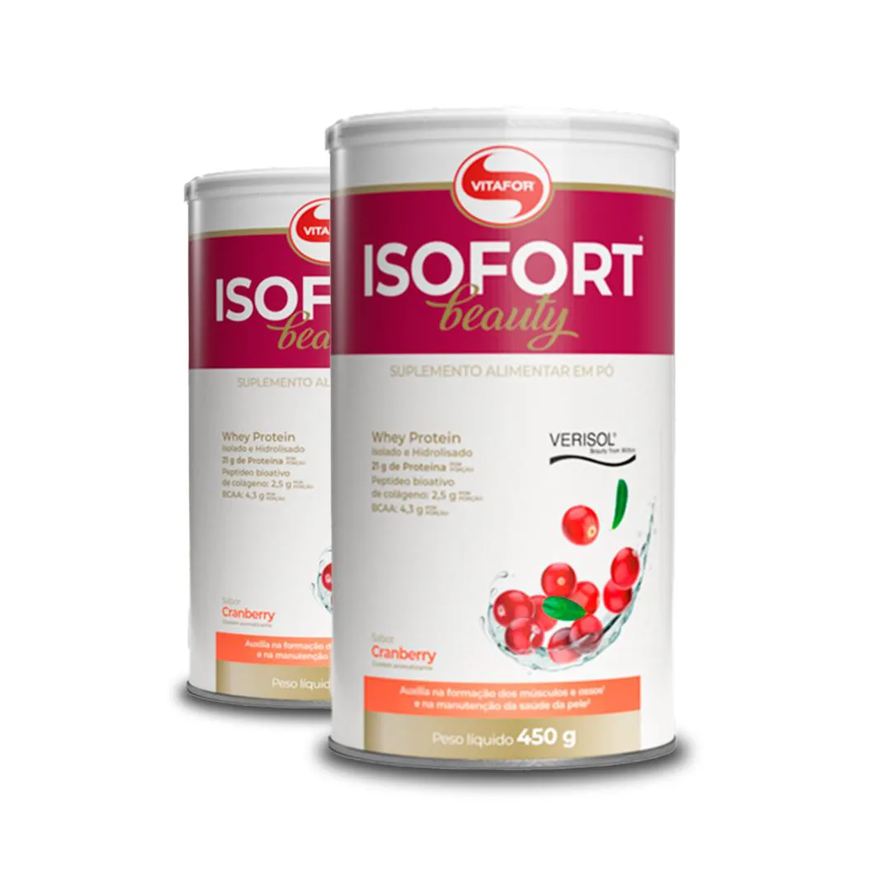 Vitafor Kit 2 Isofort Beauty Isolado Cranberry 450g
