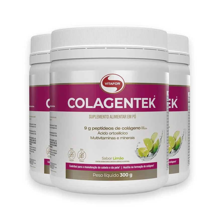 Vitafor Kit 3 Colagentek 300g Limão