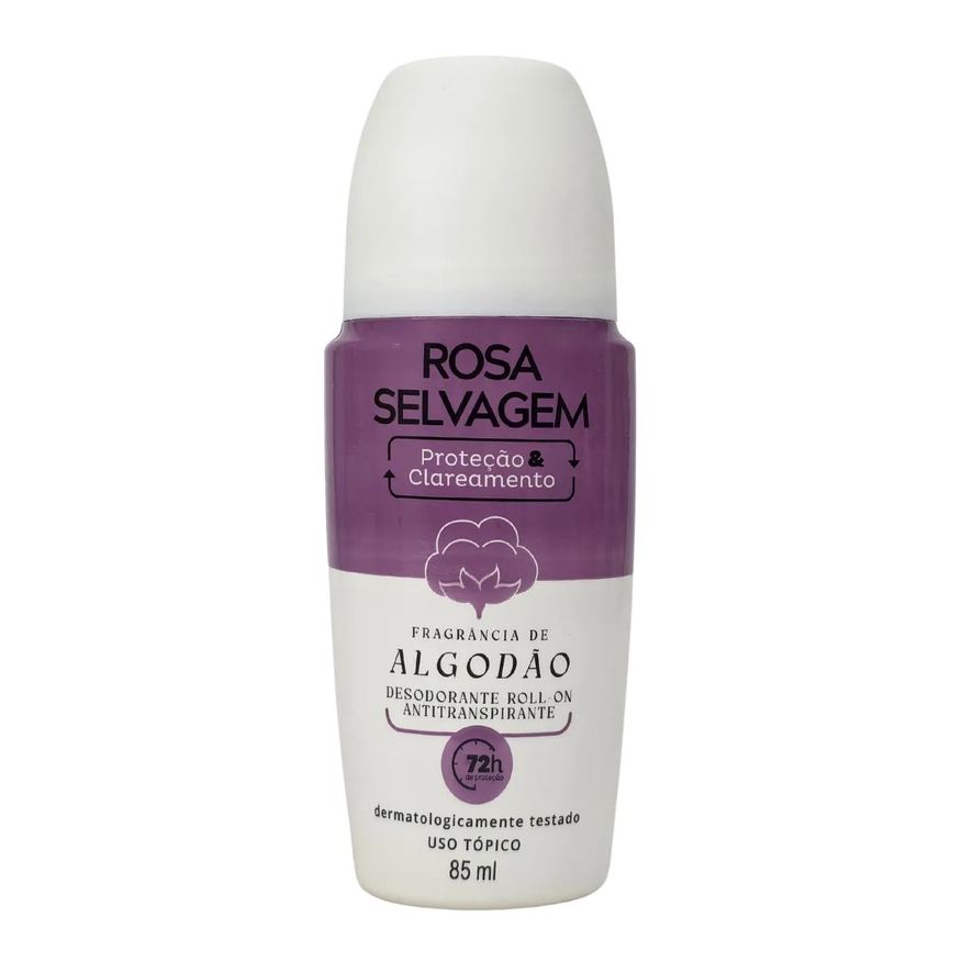 Rosa Selvagem Desodorante Roll-On Proteção e Clareador Algodão 72H 85ml