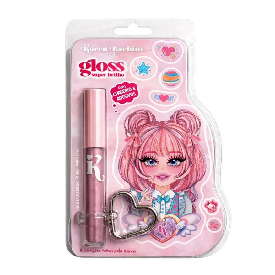 Mboom Gloss Labial Super Brilho Karen Bachini Beauty Marte com Adesivos