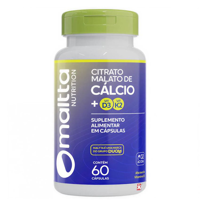 Maltta Nutrition Citrato Malato de Cálcio com Vitaminas D3 + K 60 Cápsulas – Mallta Nutrition