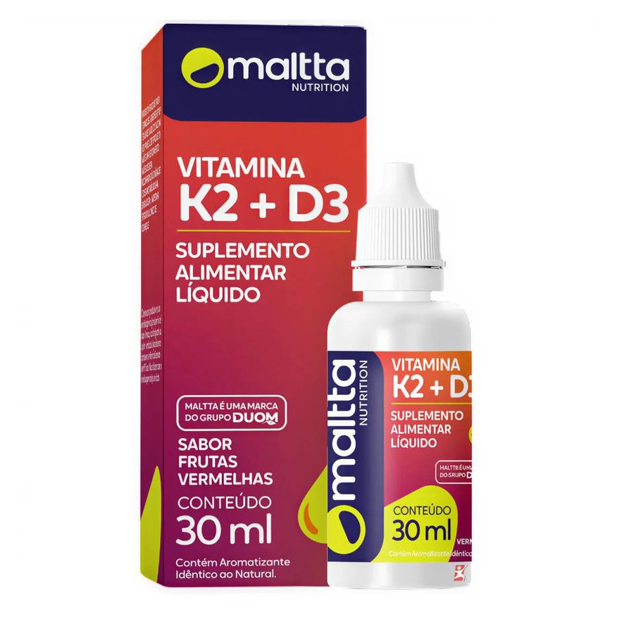 Maltta Nutrition Vitamina D3 + K2 Fórmula Concentrada em Gotas 30ml Frutas Vermelhas