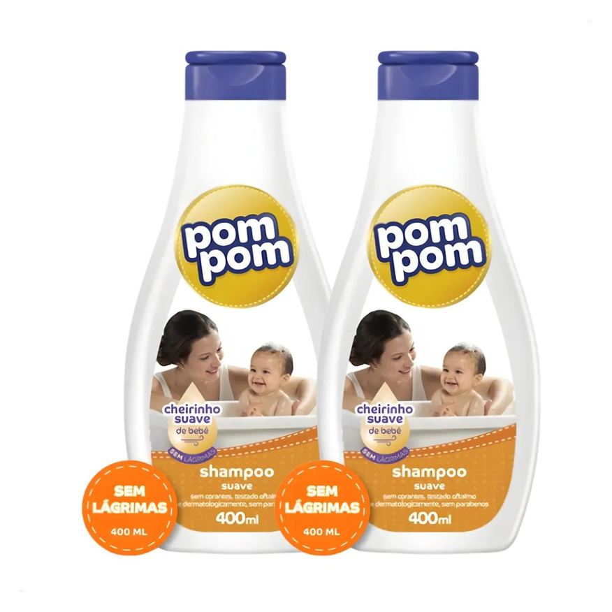 Kit 2 Uni Shampoo Pom Pom Inf Cheiro Suave 400ml Infantil