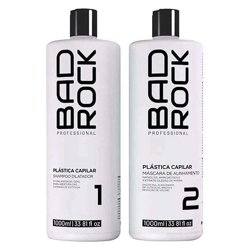 Azenka Bad Rock Plástica Capilar - Kit Escova Progressiva Orgânica Nanotecnologia 2X 1L