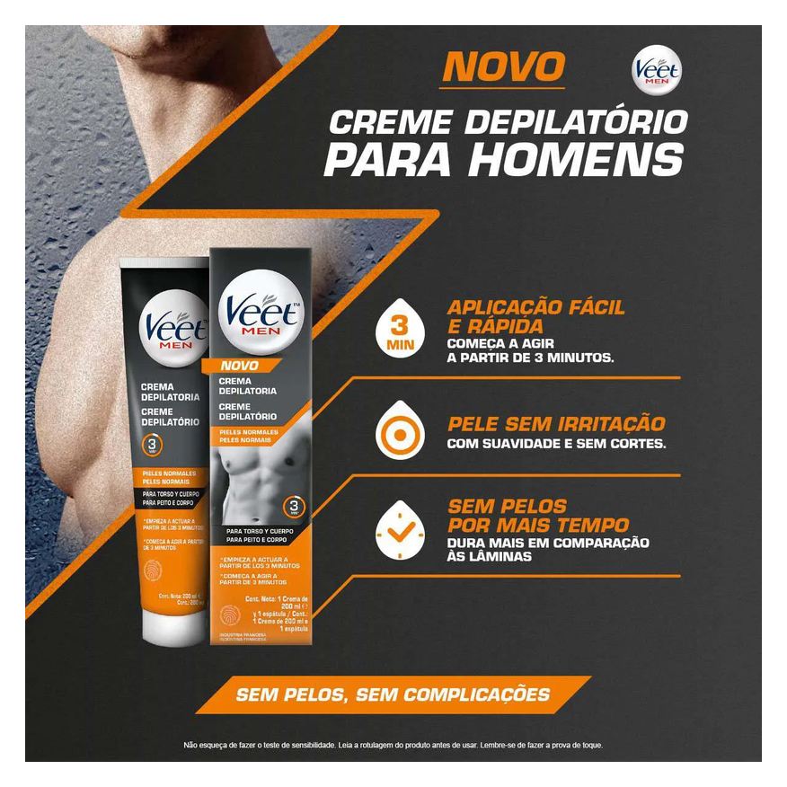 Depilatório Creme Veet Men Pele Normal 200ml