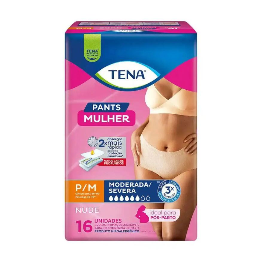 Tena Fralda Geriátrica Pants Mulher Rosa P/M Nude 16 Unidades