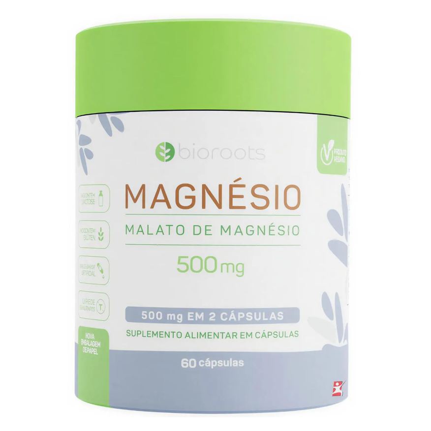 Bioroots Magnesio Malato Muscle Health 60 Cápsulas Produto Vegano