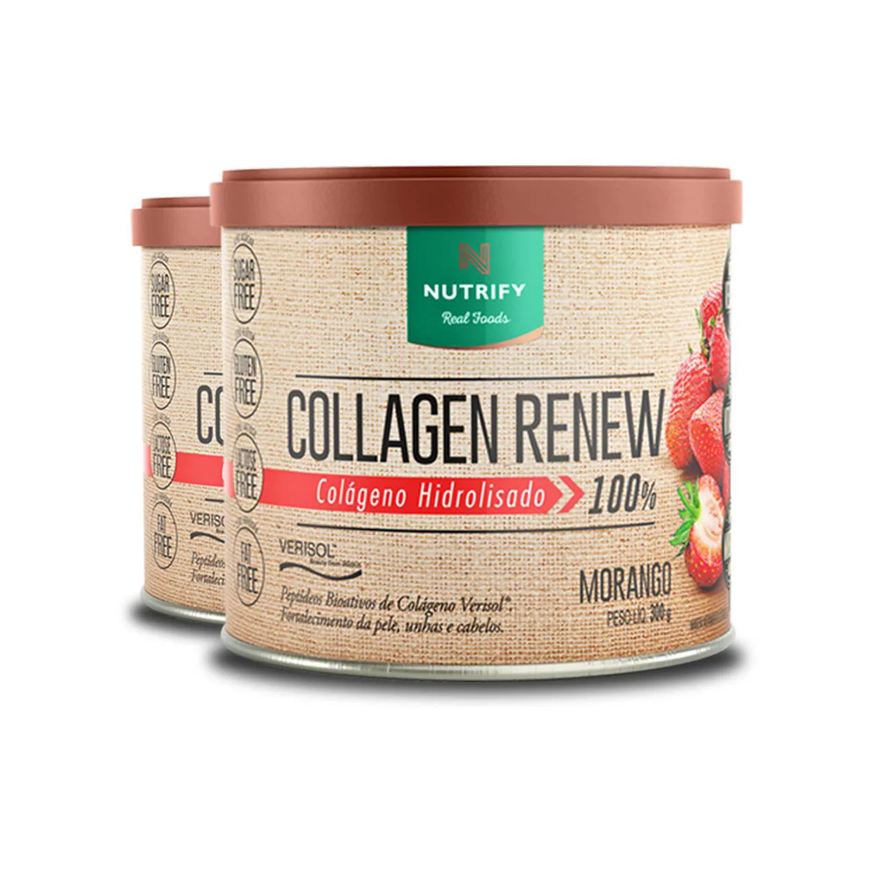 Nutrify Kit 2 Collagen Renew Colágeno Hidrolisado Morango 300g