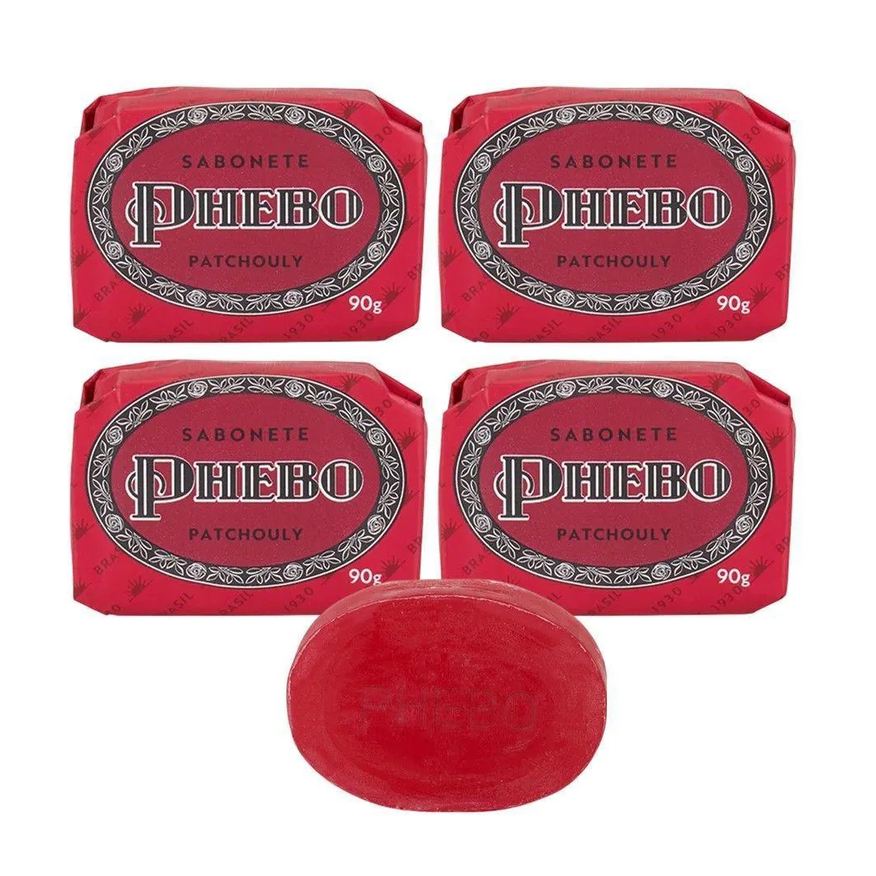Phebo Kit 4 Sabonete Granado Patchouly Glicerina Base Vegetal em Barra 90g