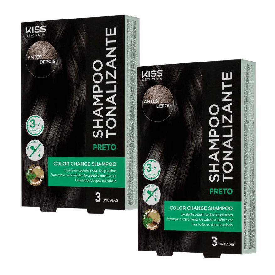 Kiss New York Kit com 2 Shampoos Tonalizantes Color Change Preto