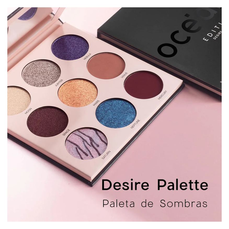 Océane Kit Paleta de Sombras + Blush em Bastão Rosa Claro + Iluminador em Bastão + Batom Nude Semi-Matte Edition (4 Produtos)