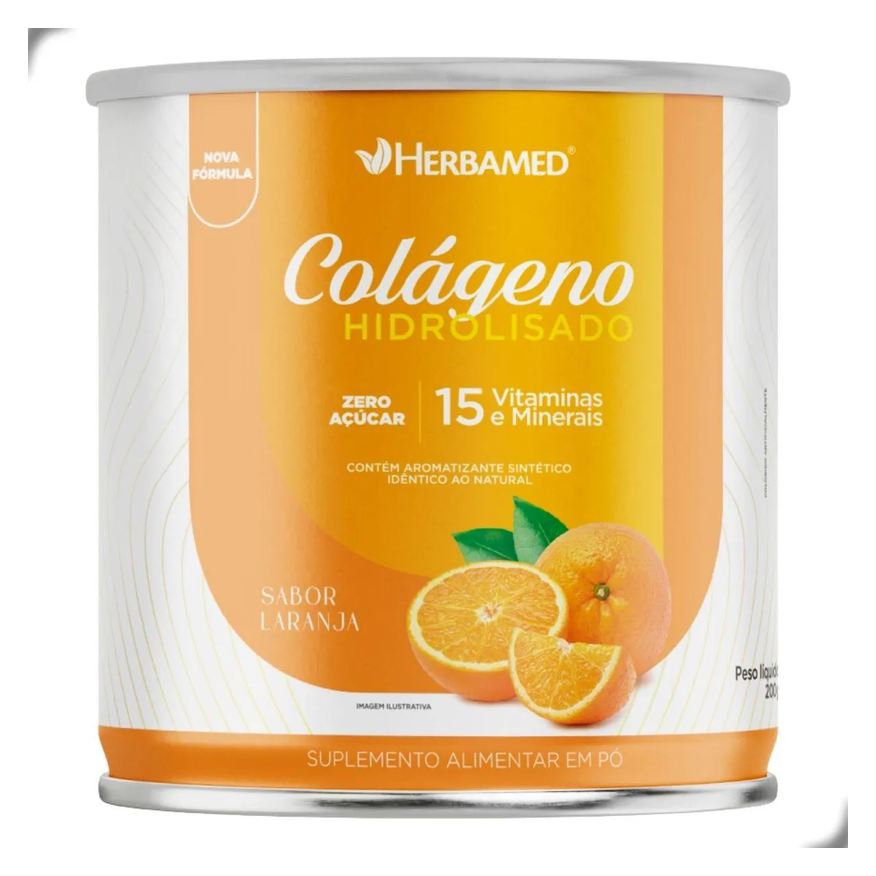 Herbamed Colageno Verisol com Hialuronico Q10 Biotina 200g Laranja