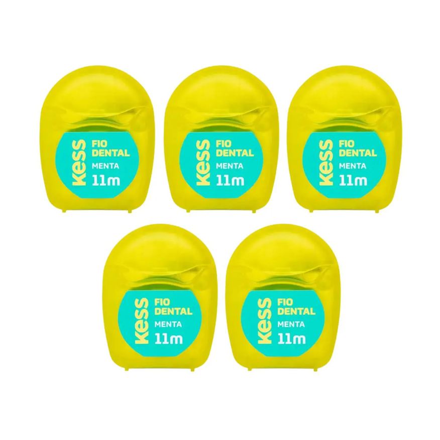 Kit 5 Fio Dental Encerado Menta Mini 11M - Kess
