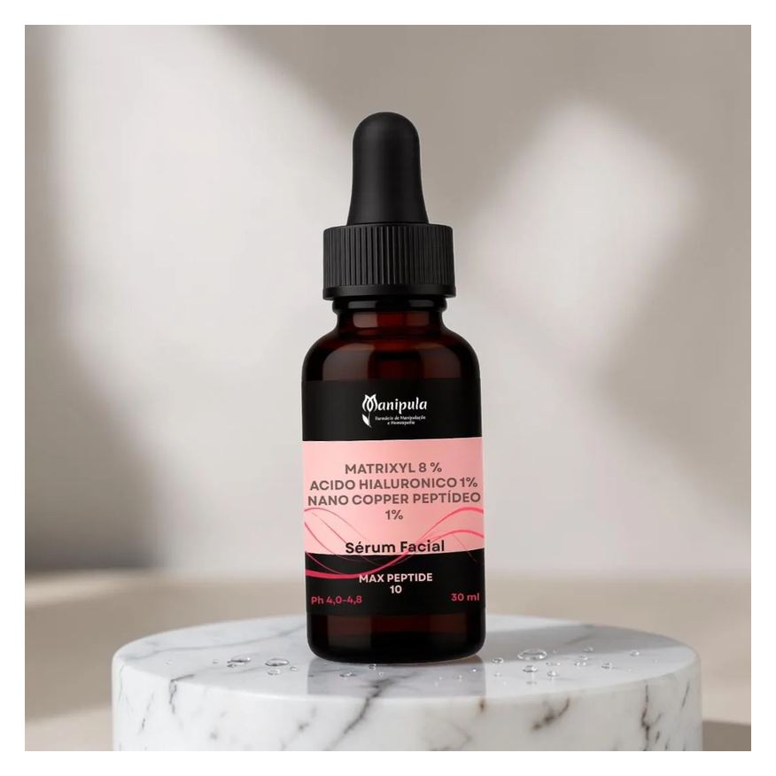 Manipula Sérum Complexo de Peptideos (Matrixil) 8 % + Ácido Hialurônico 1 % + Nano Copper Peptídeo 1% | Max Peptide 10 - 30ml