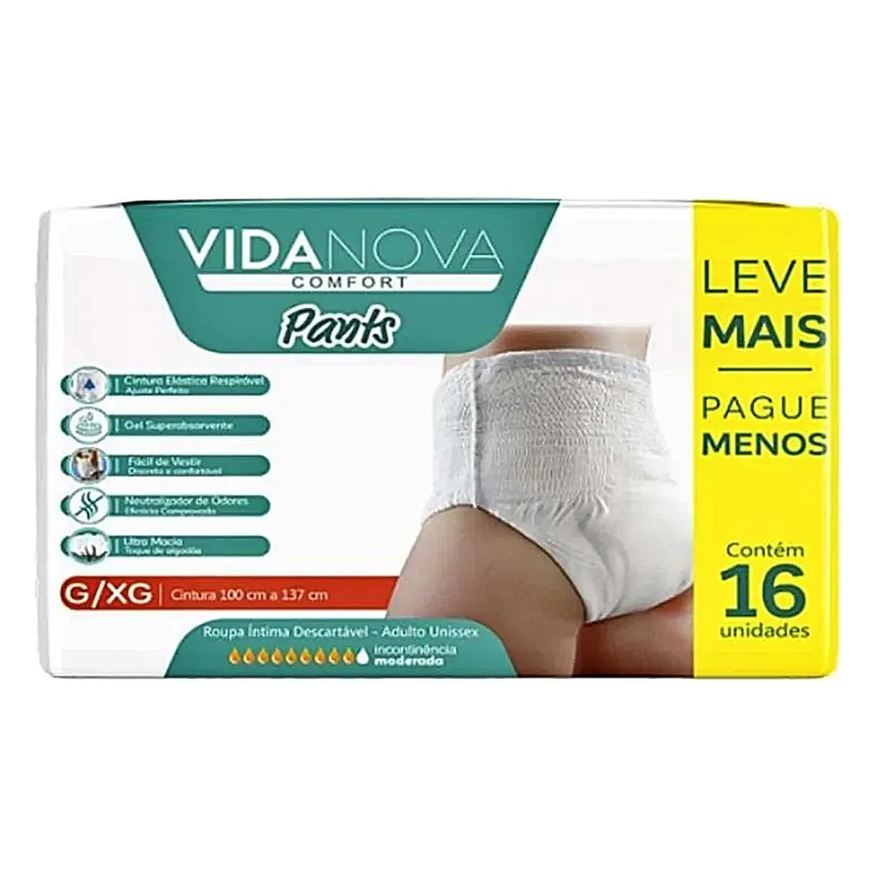 Vida Roupa Íntima Descartável Comfort Pants Nova - G/Xg - com 16 Unidades