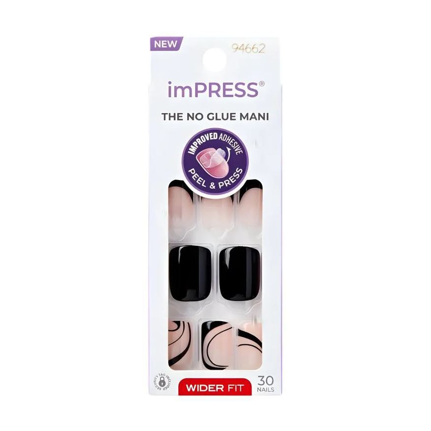 Kiss New York Unhas Postiças Impress Kiss Ny Wider Fit Black Dress Imw04