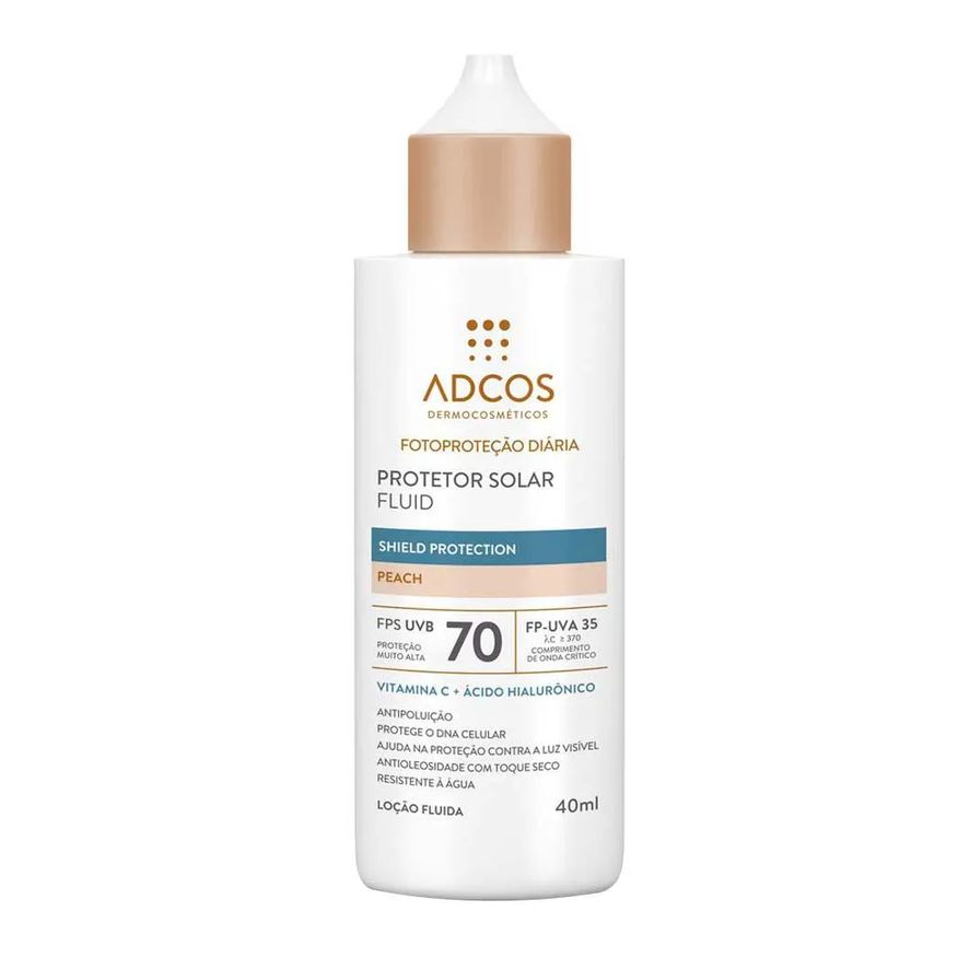 Adcos Protetor Solar Facial Fluid Shield Protection Fps 70 - 40ml Peach