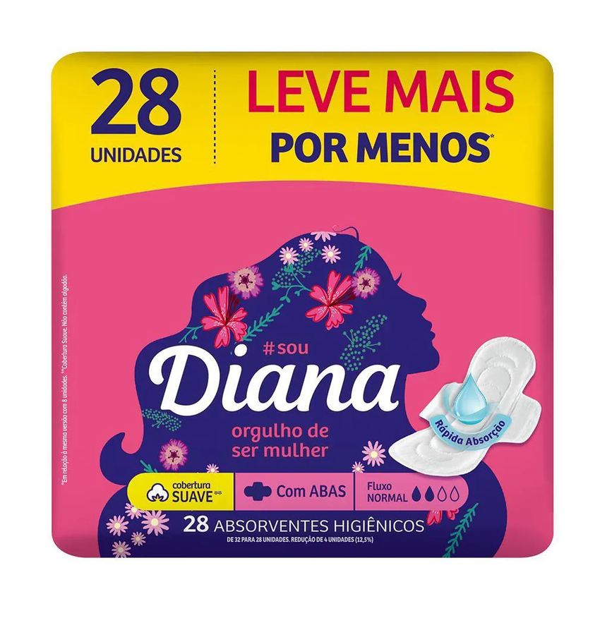 Diana Absorvente Suave com Abas 28 Unidades