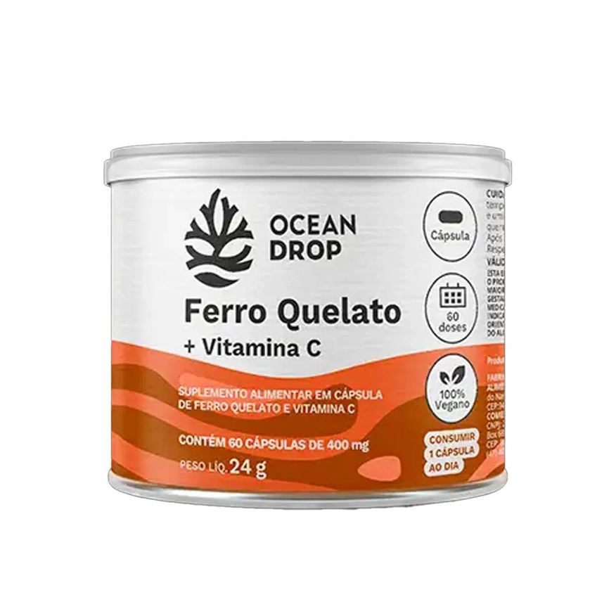Ocean Drop Ferro Quelato + Vitamina C 30g - 60 Cápsulas
