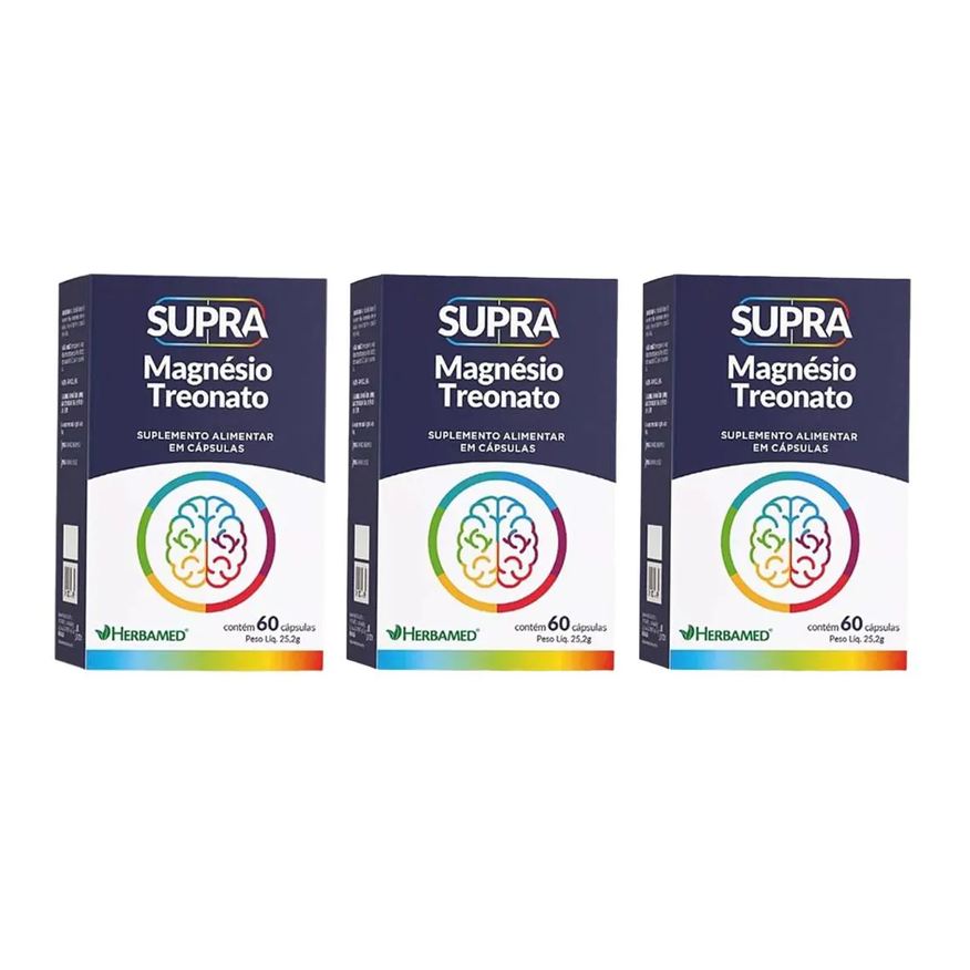 Herbamed Kit 3 Supra Treonato Suplemento - 60 Cápsulas
