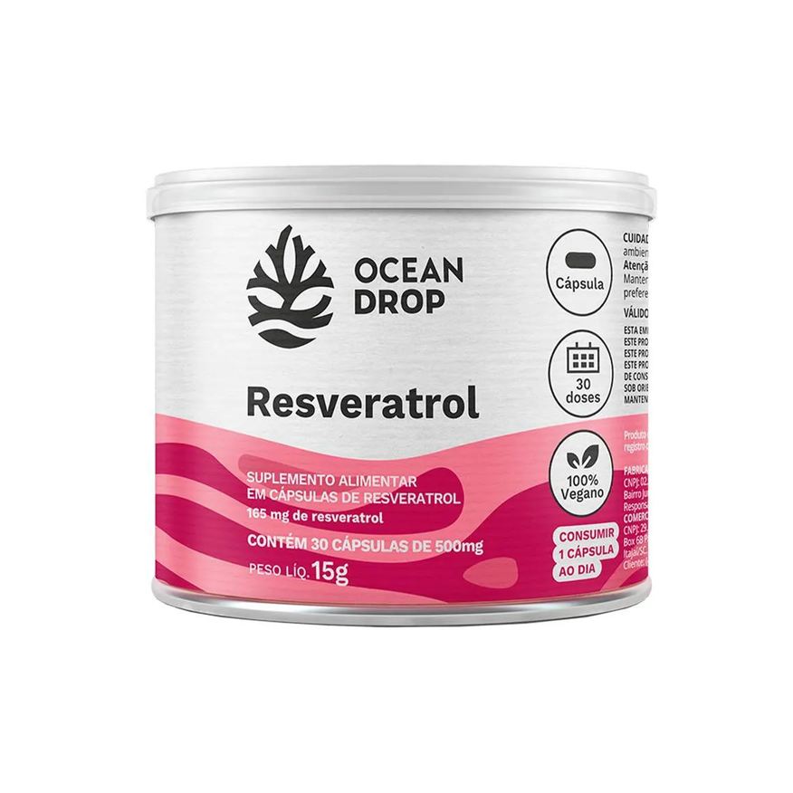 Ocean Drop Resveratrol 500mg Suplemento 15g - 30 Cápsulas